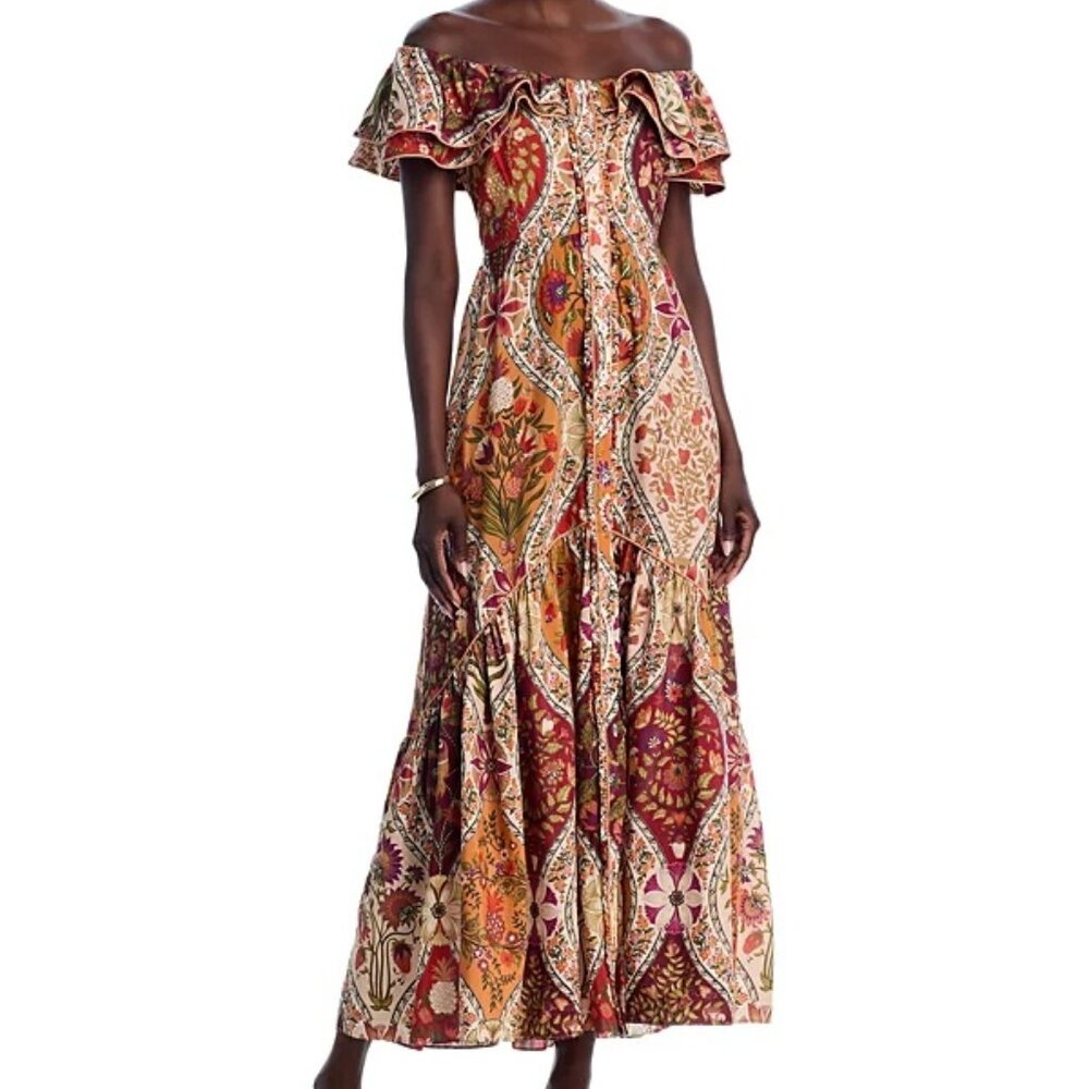 Farm Rio Nature Off-the-Shoulder Maxi Dress (Size L)